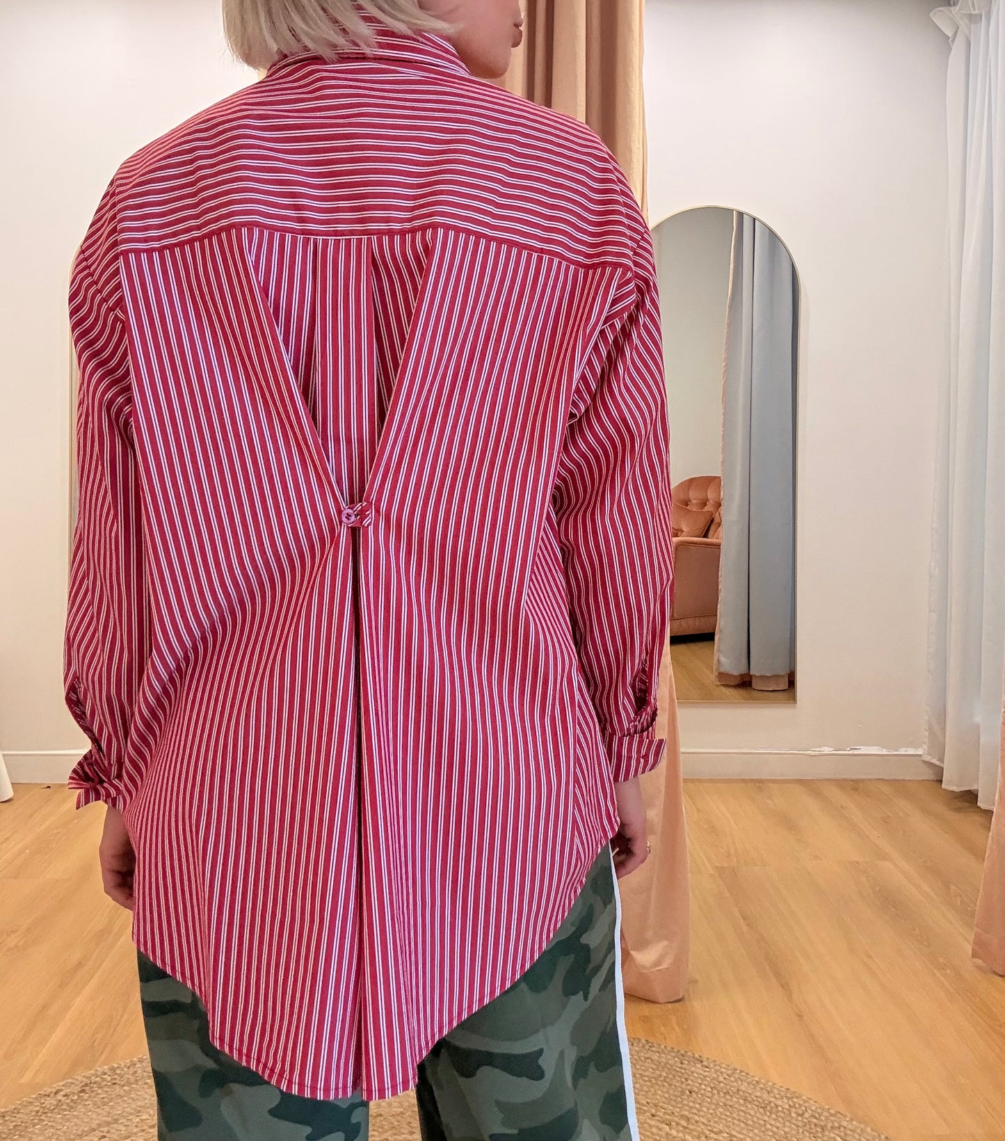 Blair Button Detail Shirt- Red