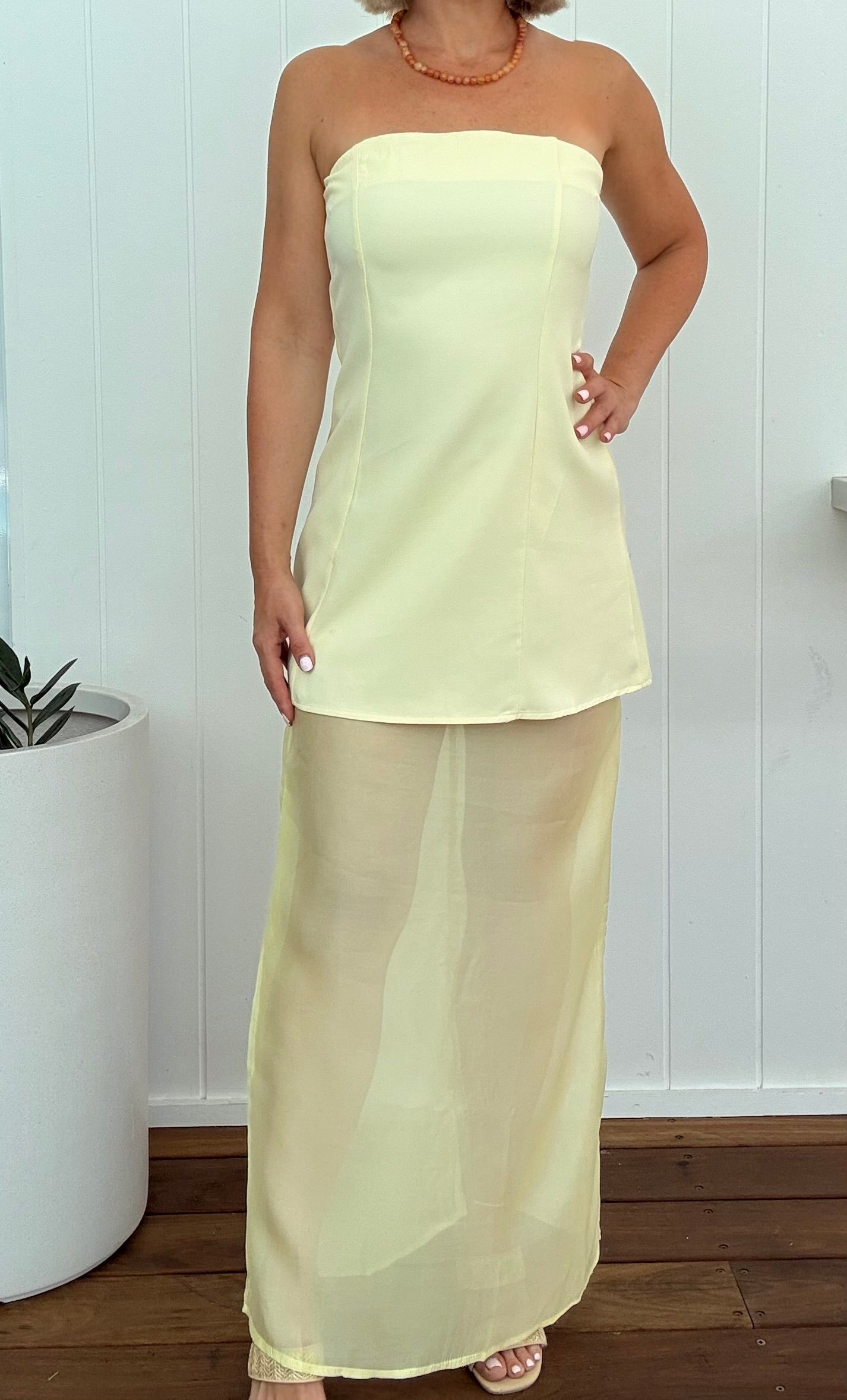 By Frankie/ Strapless Maxi Set- Lemon