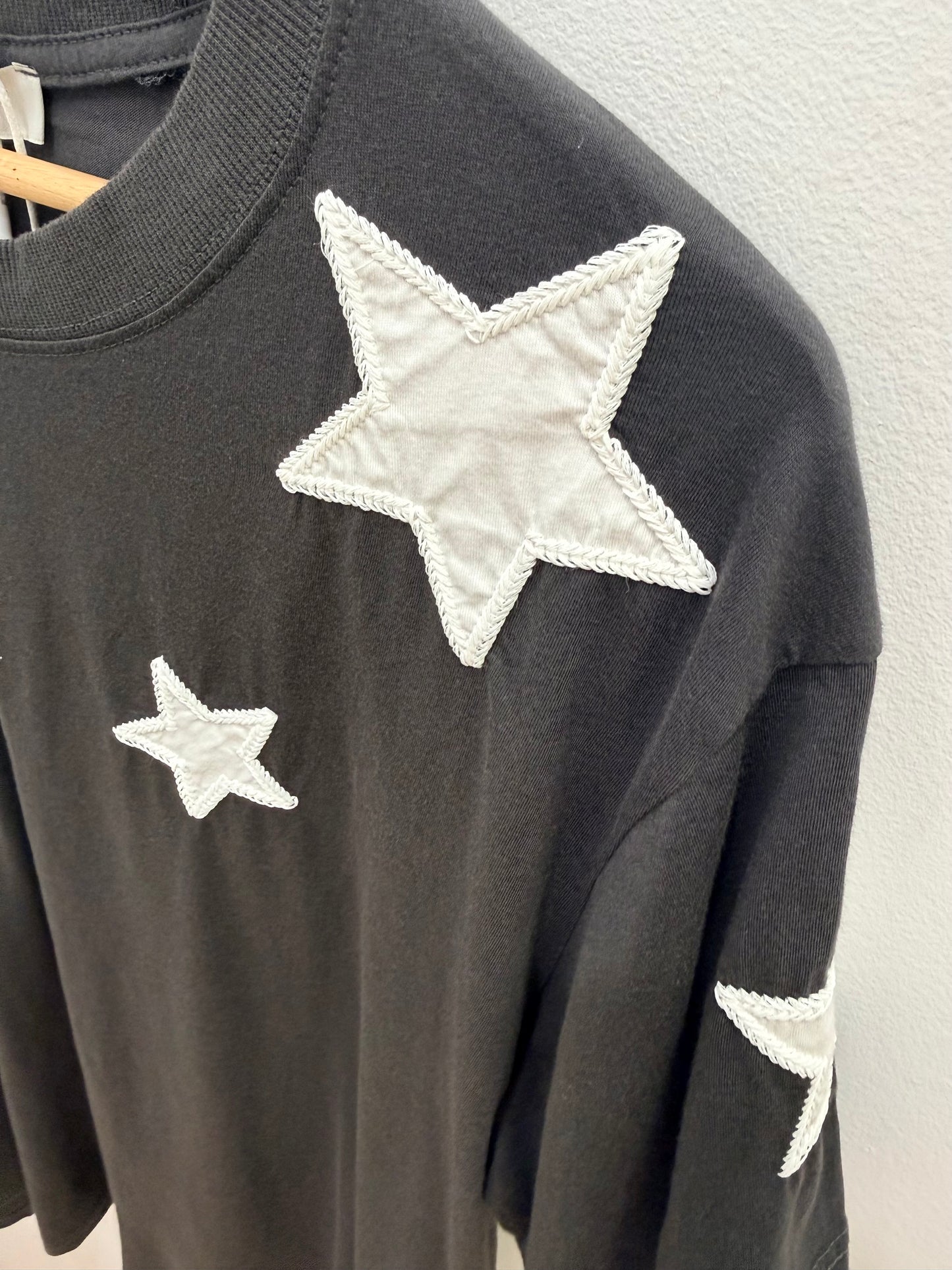 Stella Star embroidery Tee- Charcoal