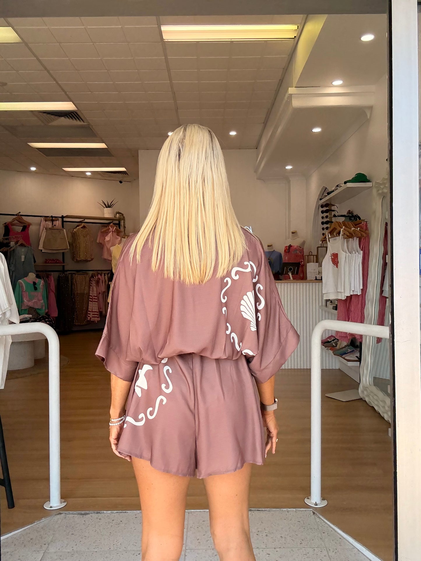 Maeve Playsuit- Mocha/ White