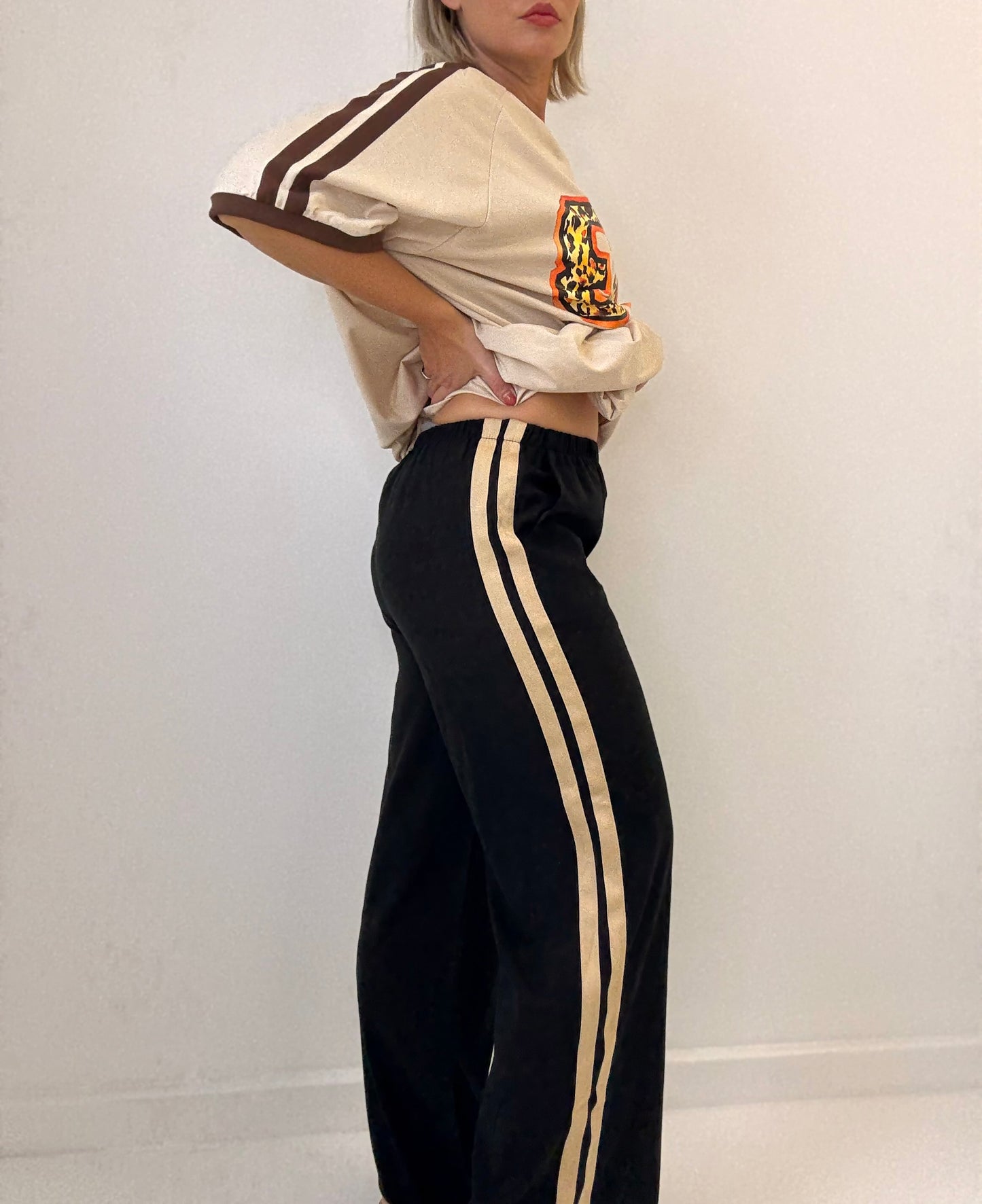 Racer Pant- Black/Beige