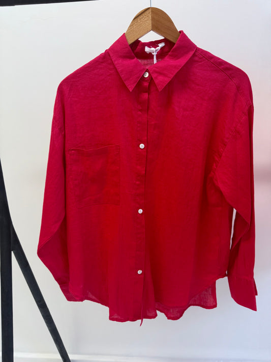 Lux Linen Top- Red