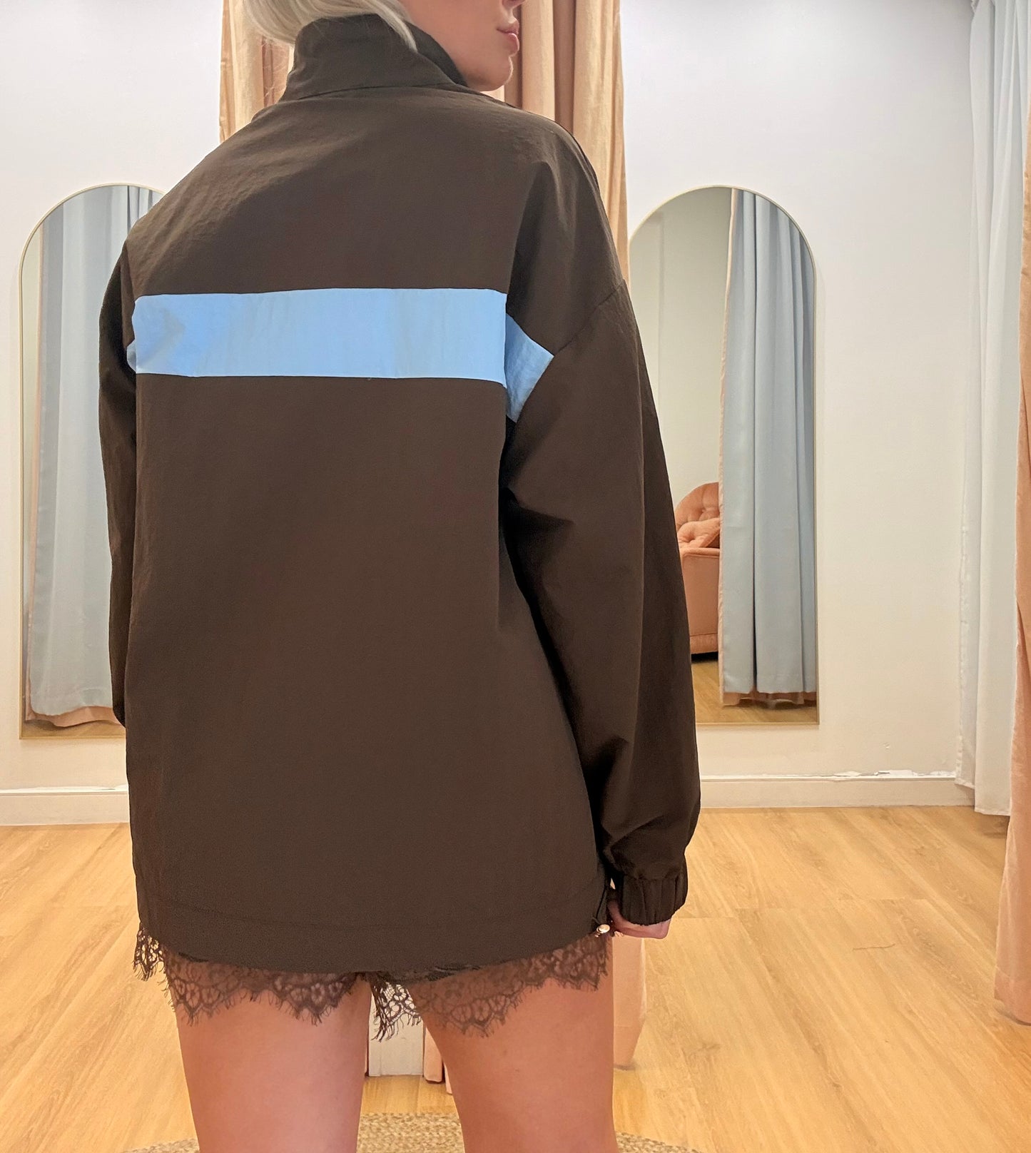 By Frankie/ Windbreaker Jacket- Choc/Sky Blue