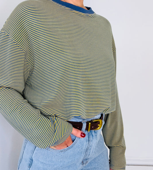 Bonnie Stripe- Denim/Lemon