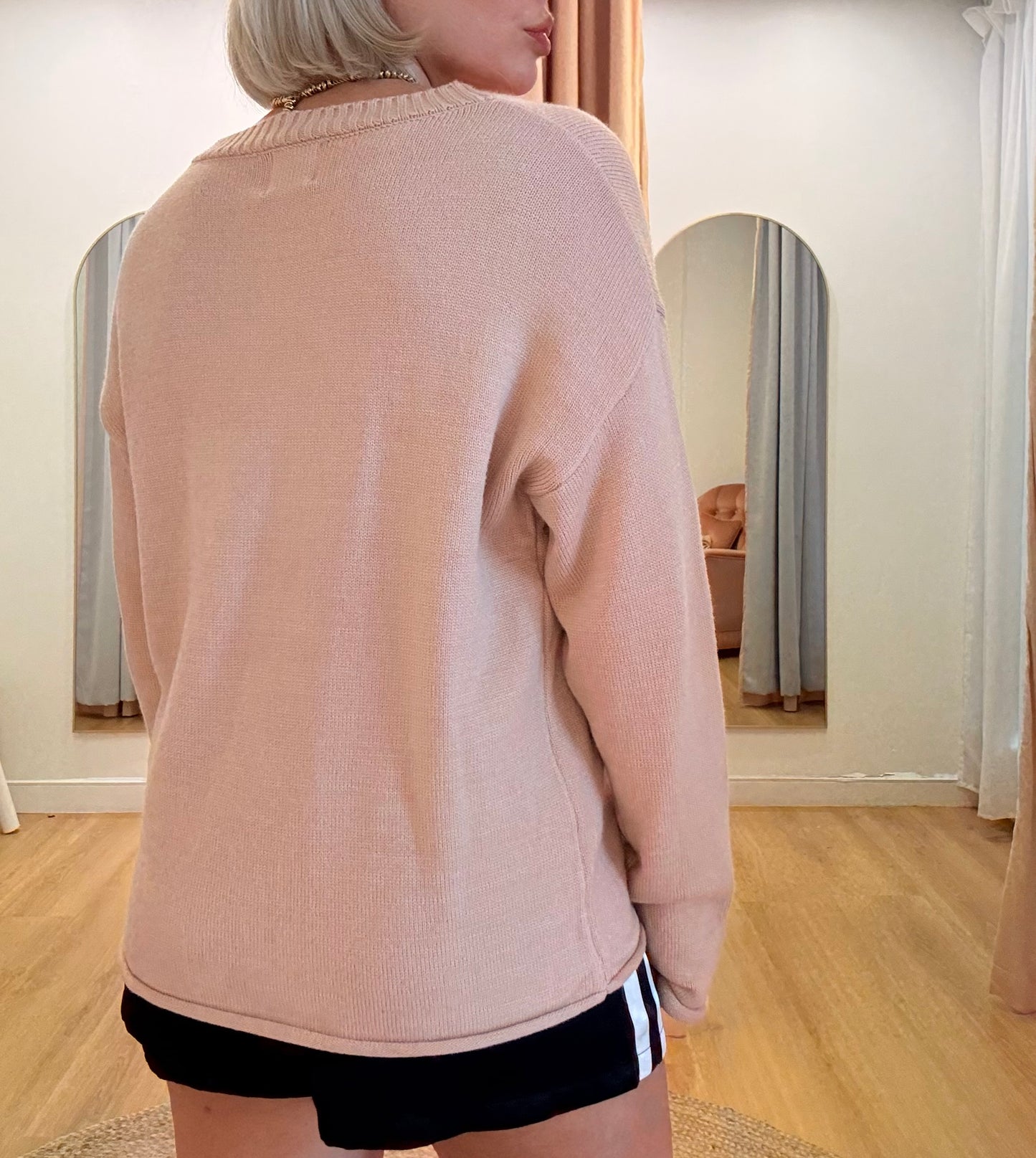 By Frankie/ Mara Oversized Knit/ Scarf- Blush