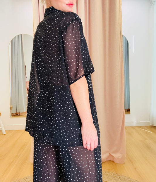 By Frankie/ Sophia Sheer Pant Set- Black