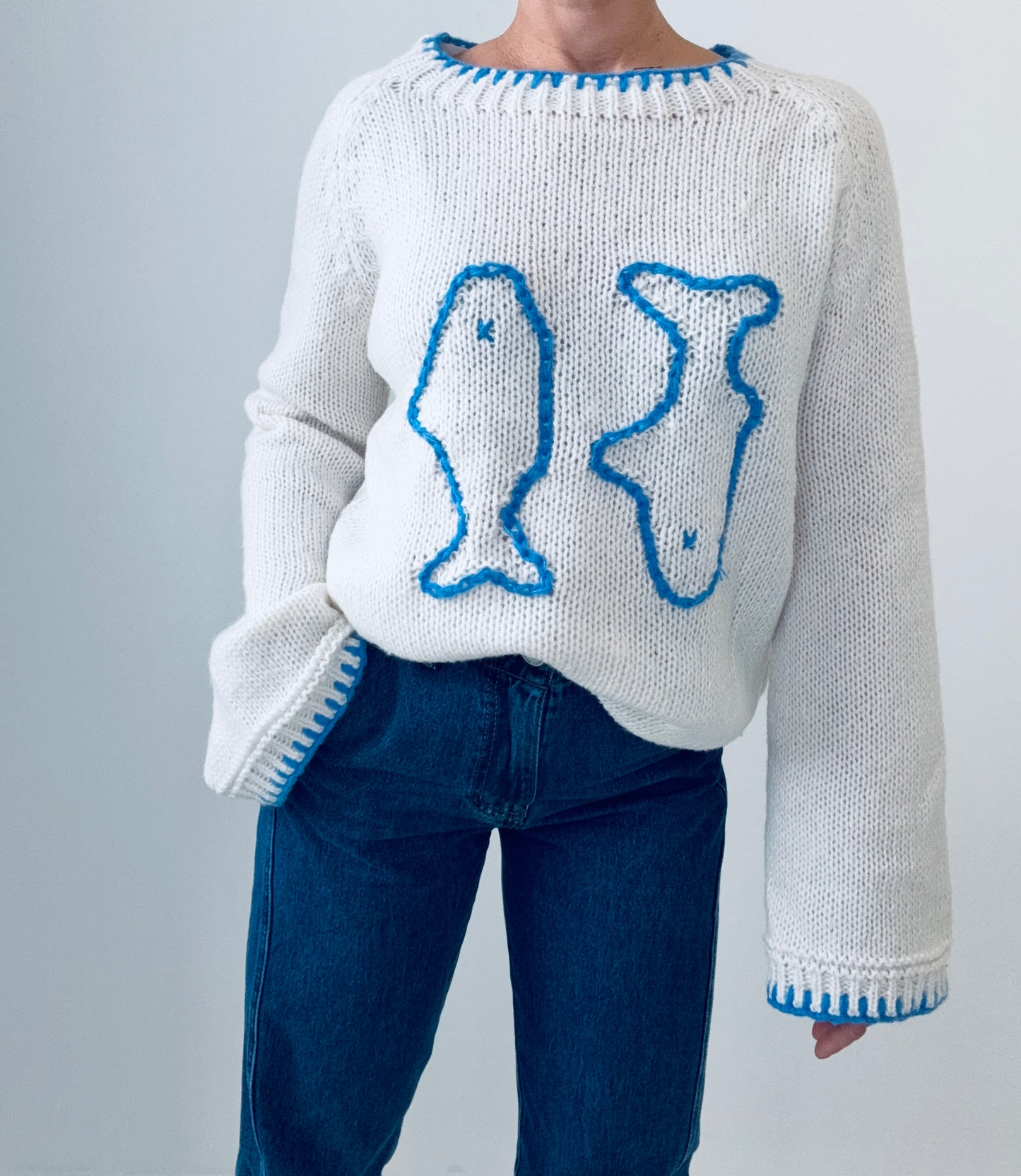 Luna knit- blue/White