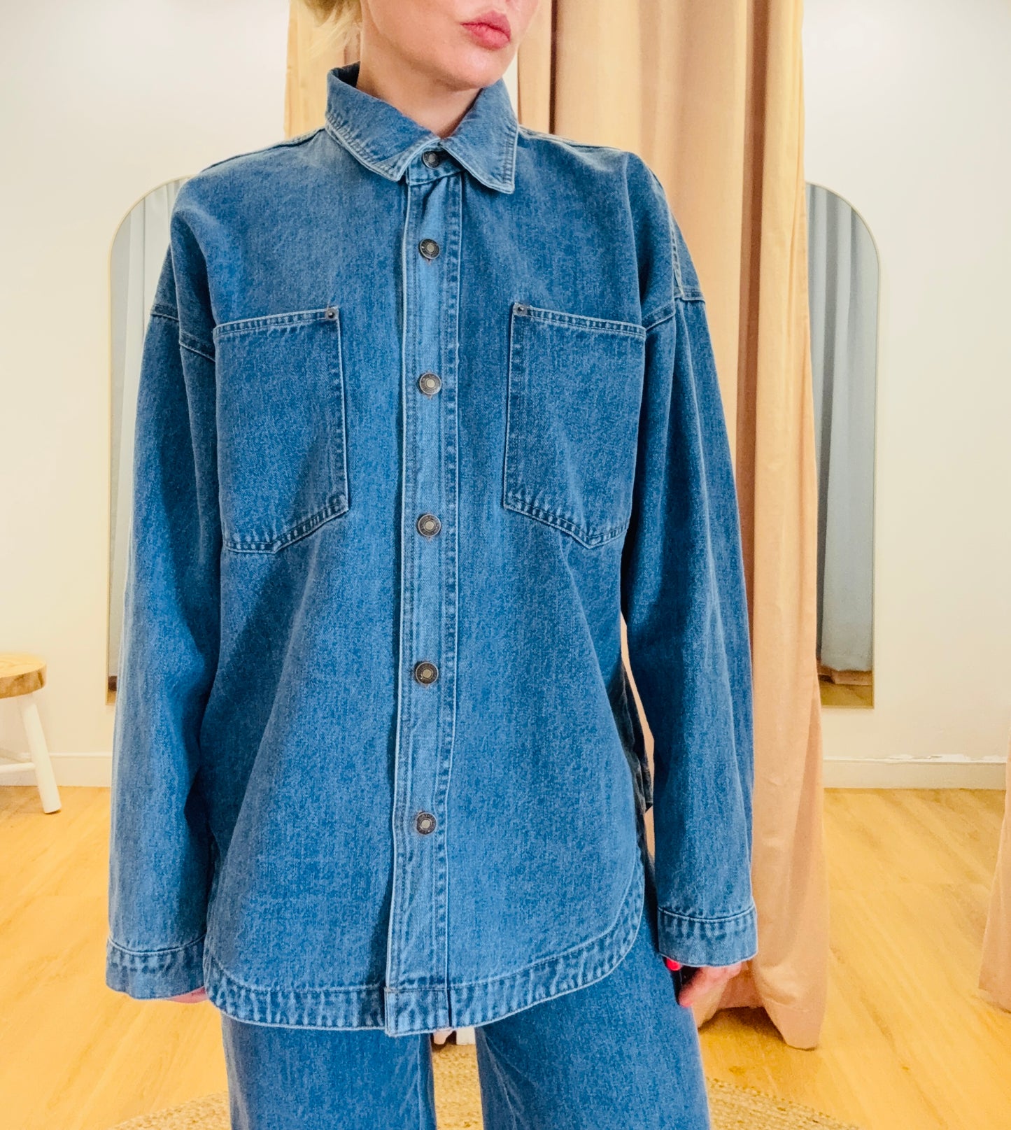 Hazel Oversized Shacket- Blue Denim