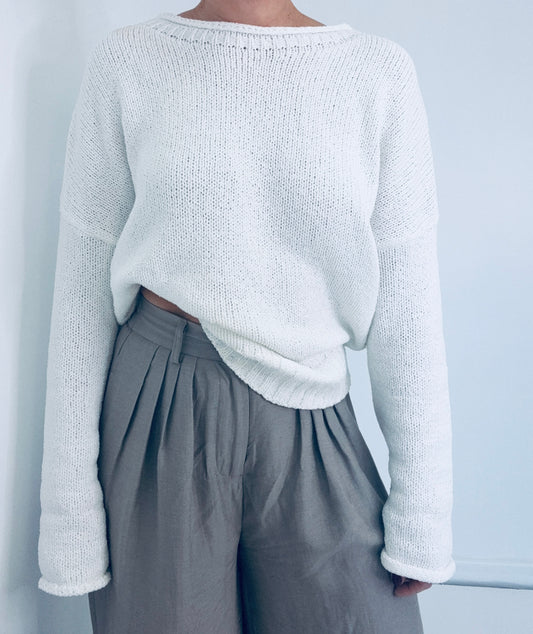 Aria draped knit- white