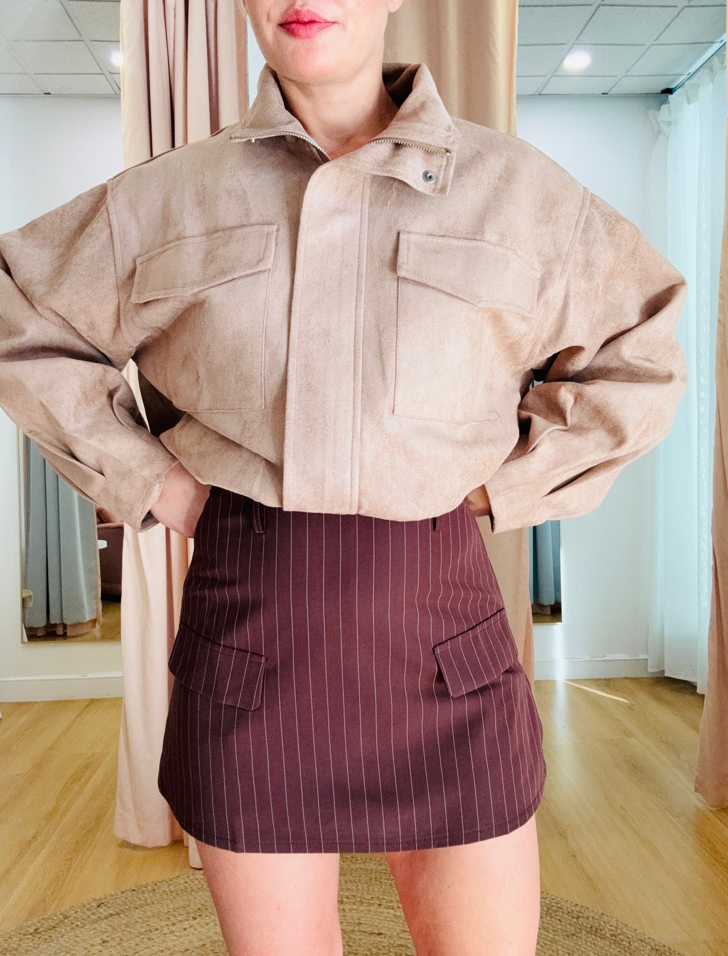 By Frankie/ Hazel Skort- Chocolate Pinstripe