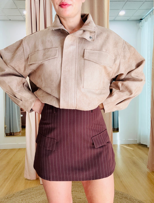 By Frankie/ Hazel Skort- Chocolate Pinstripe