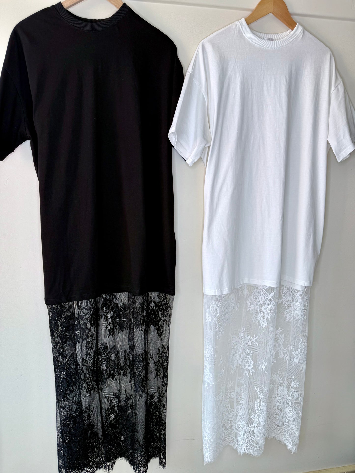 By Frankie // Lace Tee Dress-White