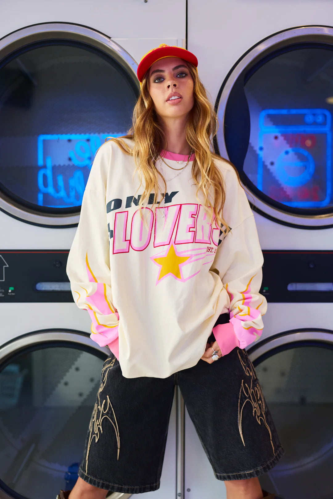 ONLY LOVERS LEFT- MOTO LONG SLEEVE TEE - CREAM