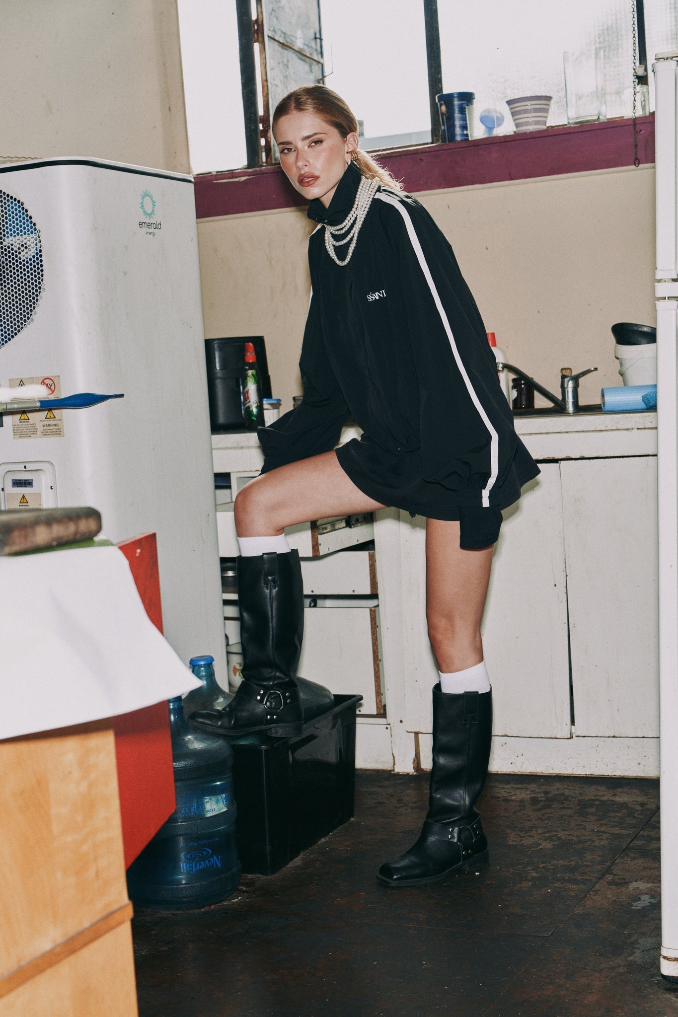 SSAINT- FIGHT NIGHT ZIP WINDBREAKER - BLACK