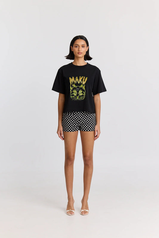 MAKU- SPACE CAT BOXY CROP TEE