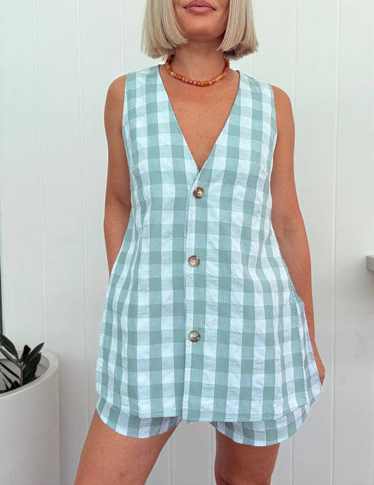 By Frankie/ Holiday Set- Sage Gingham