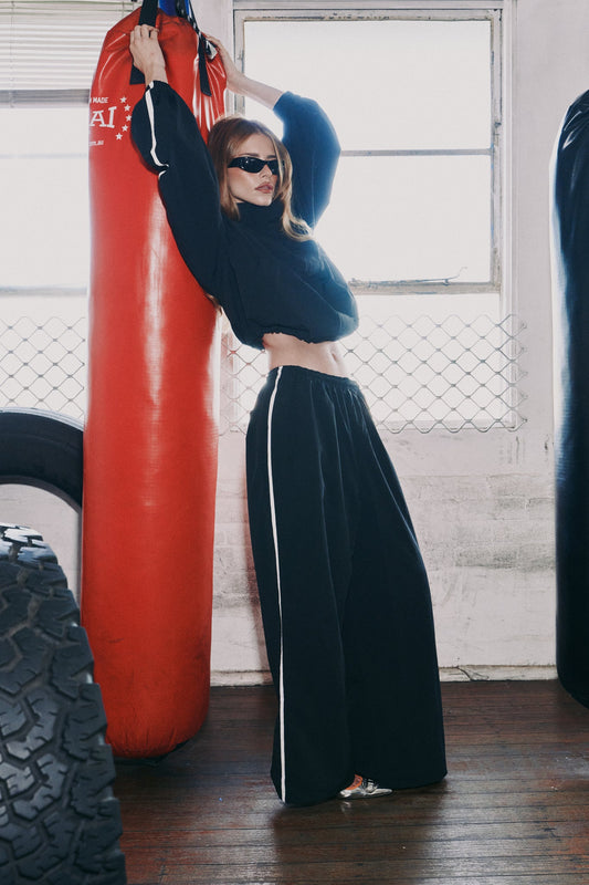 SSAINT- FIGHT NIGHT WINDBREAKER PANT - BLACK