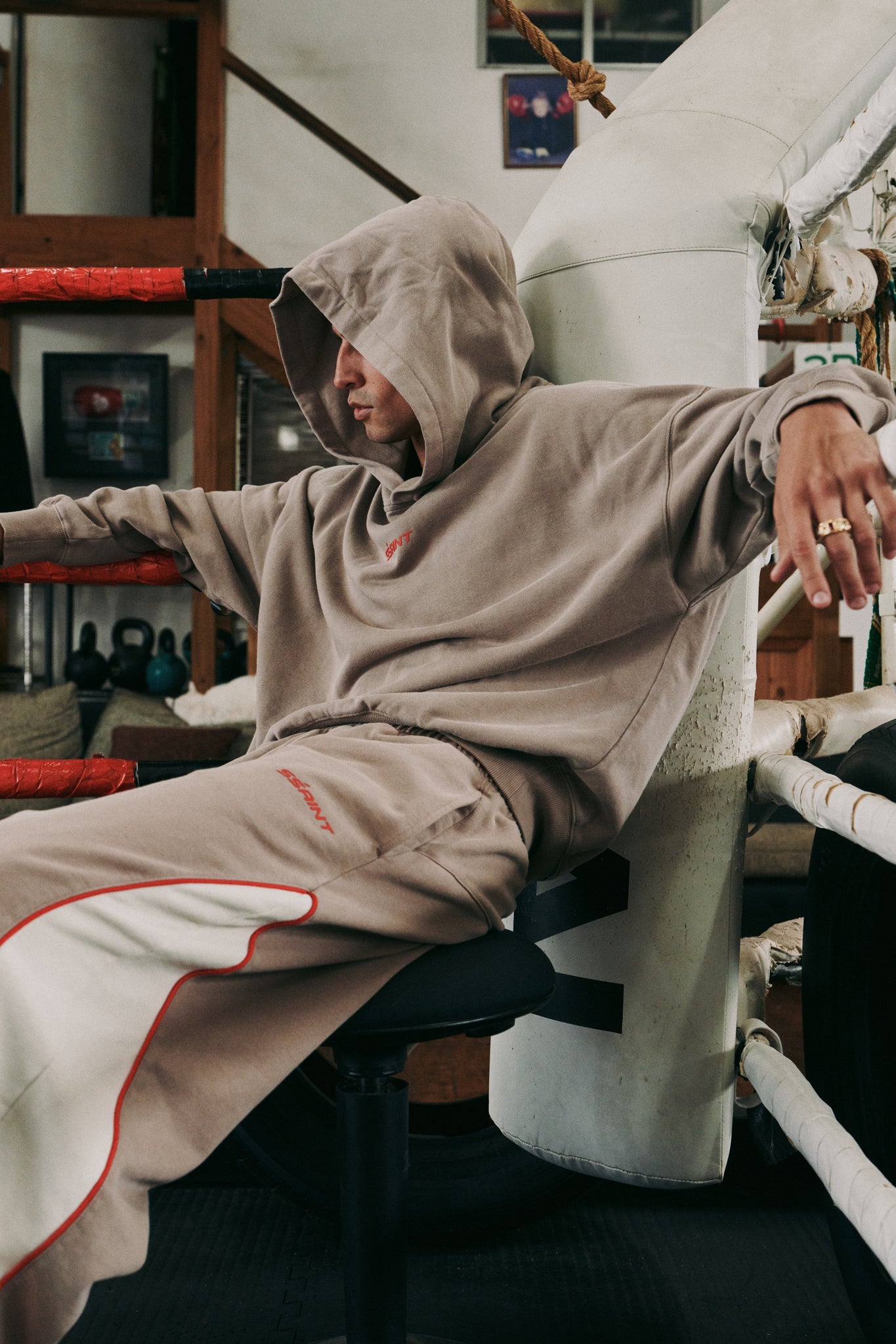 SSAINT- THE RIVAL HOODIE - ACID WASH BEIGE