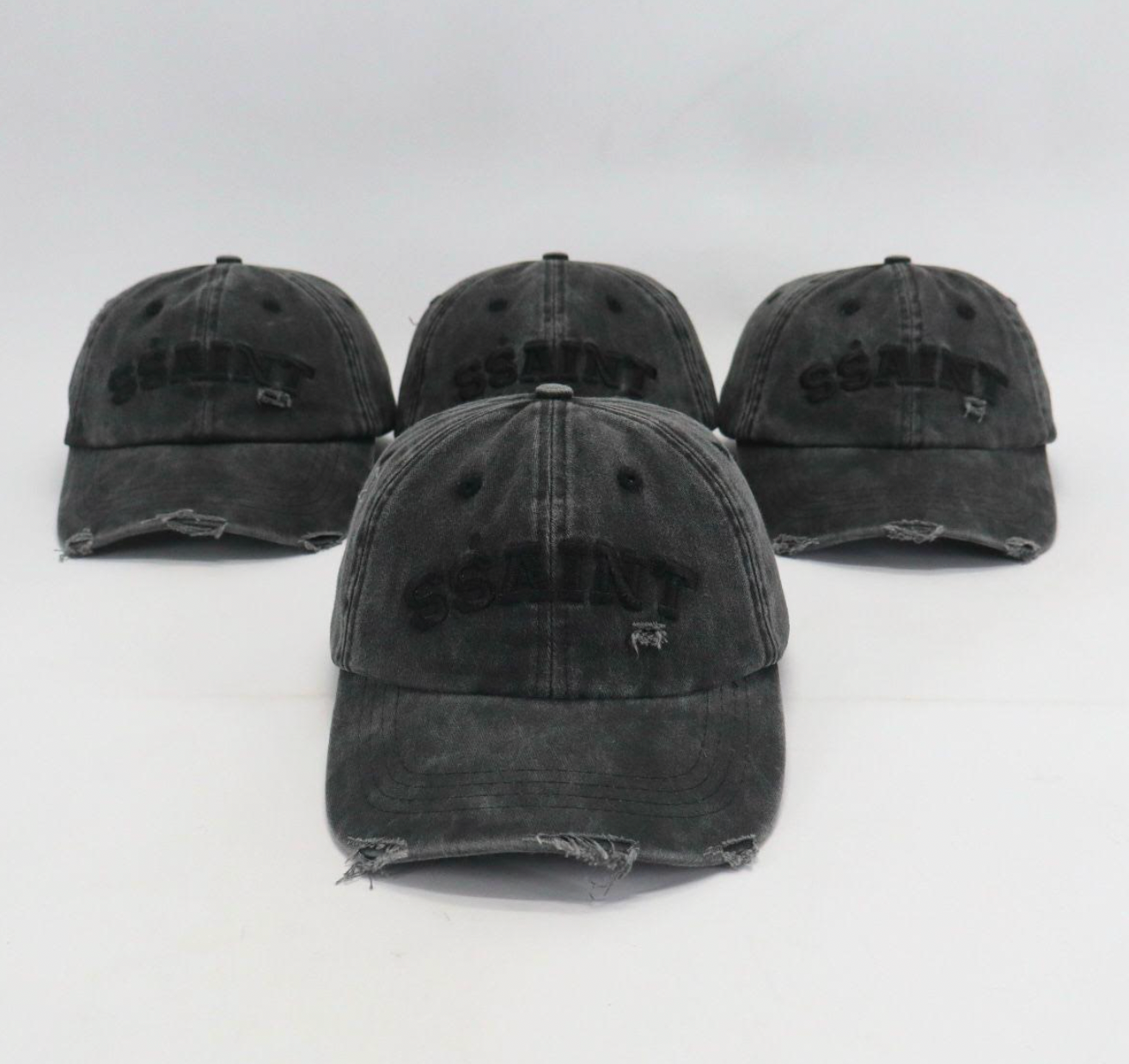 SŚAINT- SŚAINT LOGO CAP - BLACK ACID WASH