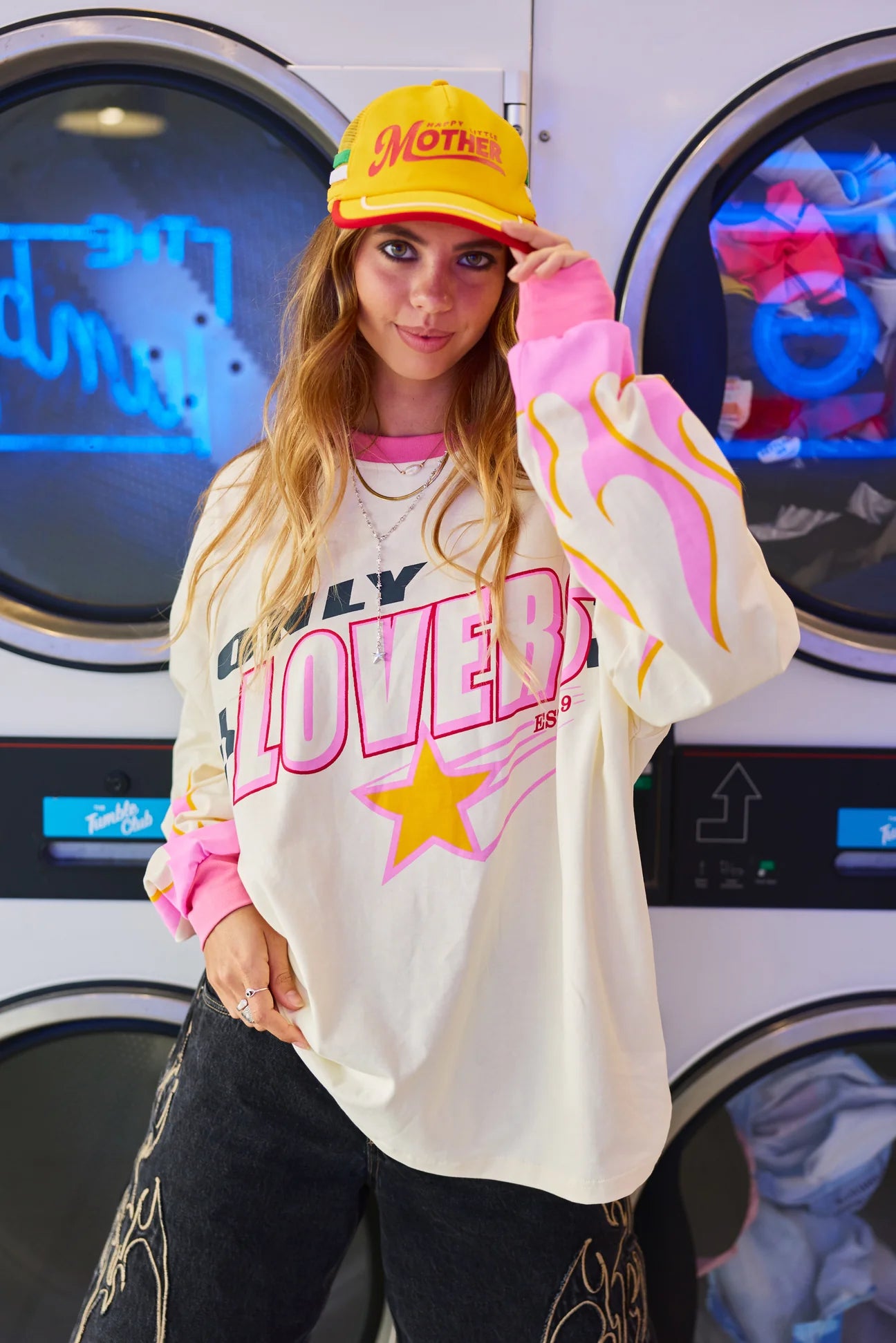 ONLY LOVERS LEFT- MOTO LONG SLEEVE TEE - CREAM