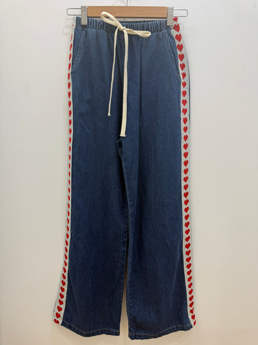Denim Heart Racer- Dark wash
