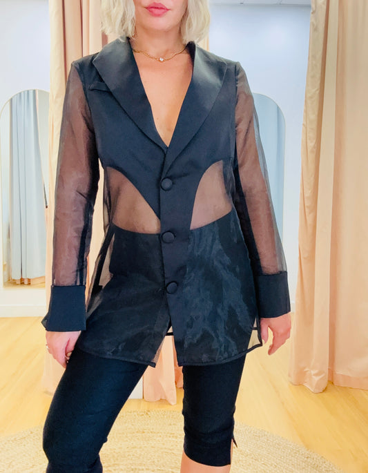 Preston Sheer Blazer- Black