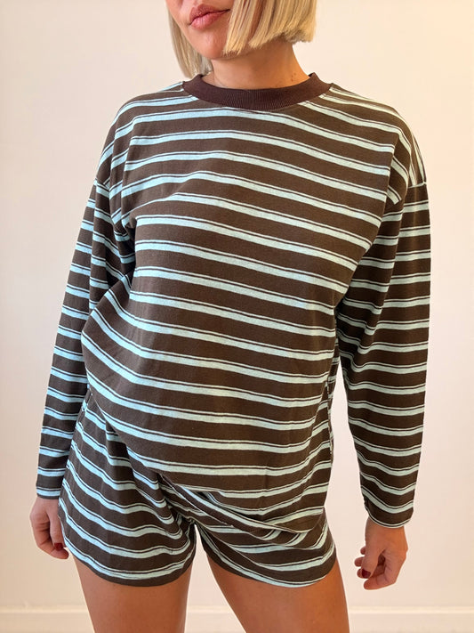 By Frankie / Gia Long sleeve Set- Sky/ Choc