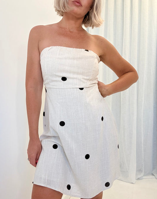 By Frankie/ Evie Strapless Dress- Oat/Black