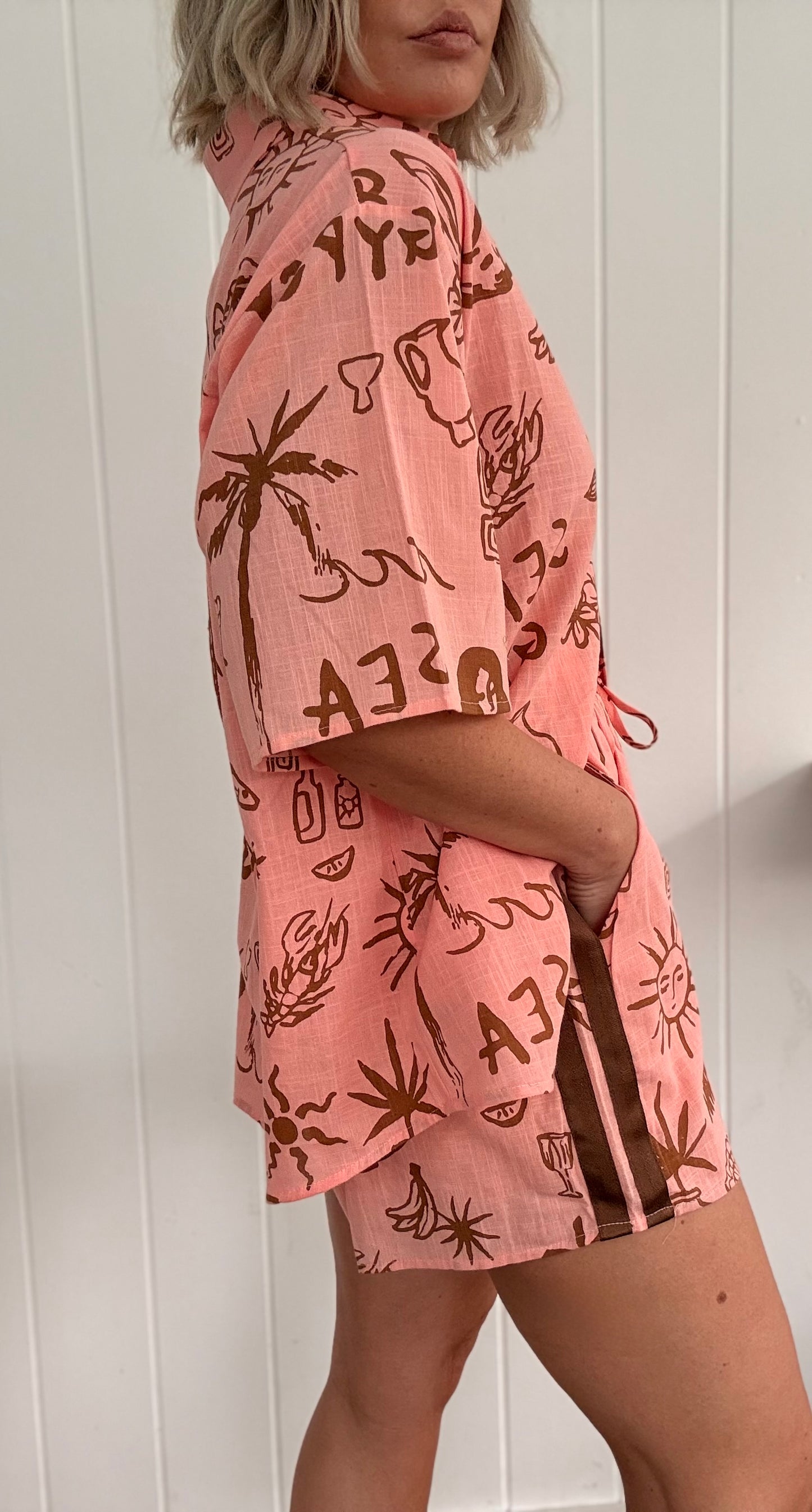 By Frankie/ Sea Gypsy Blouse Set- Peach/Mocha