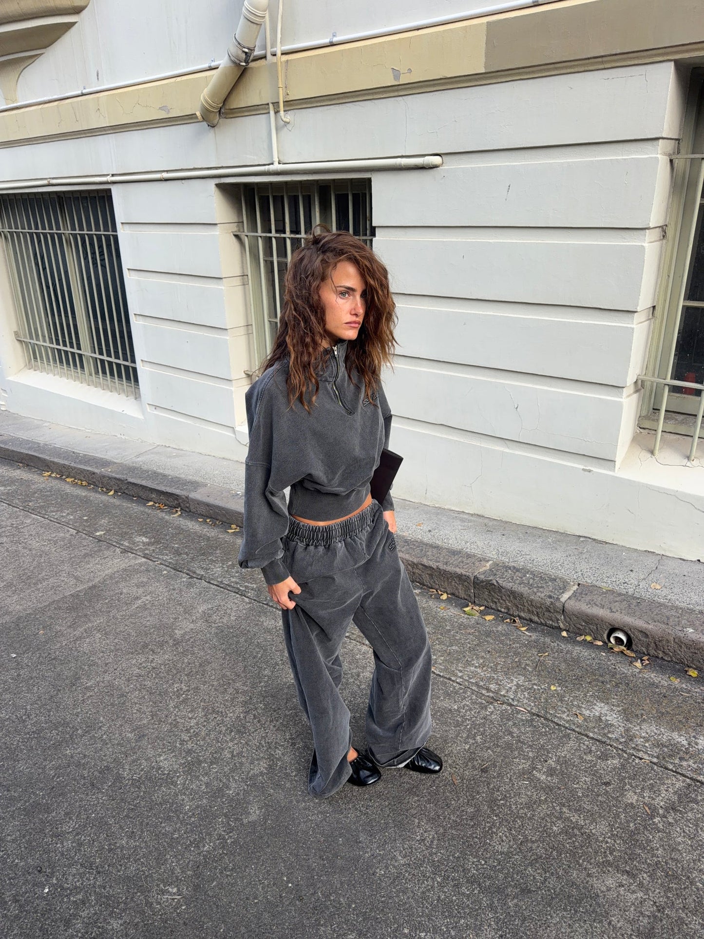 SŚAINT ACID WASH TRACKPANT - CHARCOAL