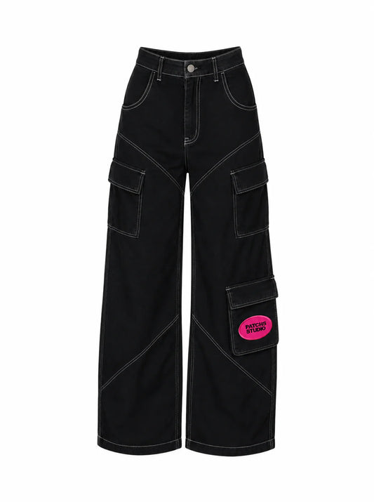 PATCHS STUDIO-
BLACK CARGO PANTS