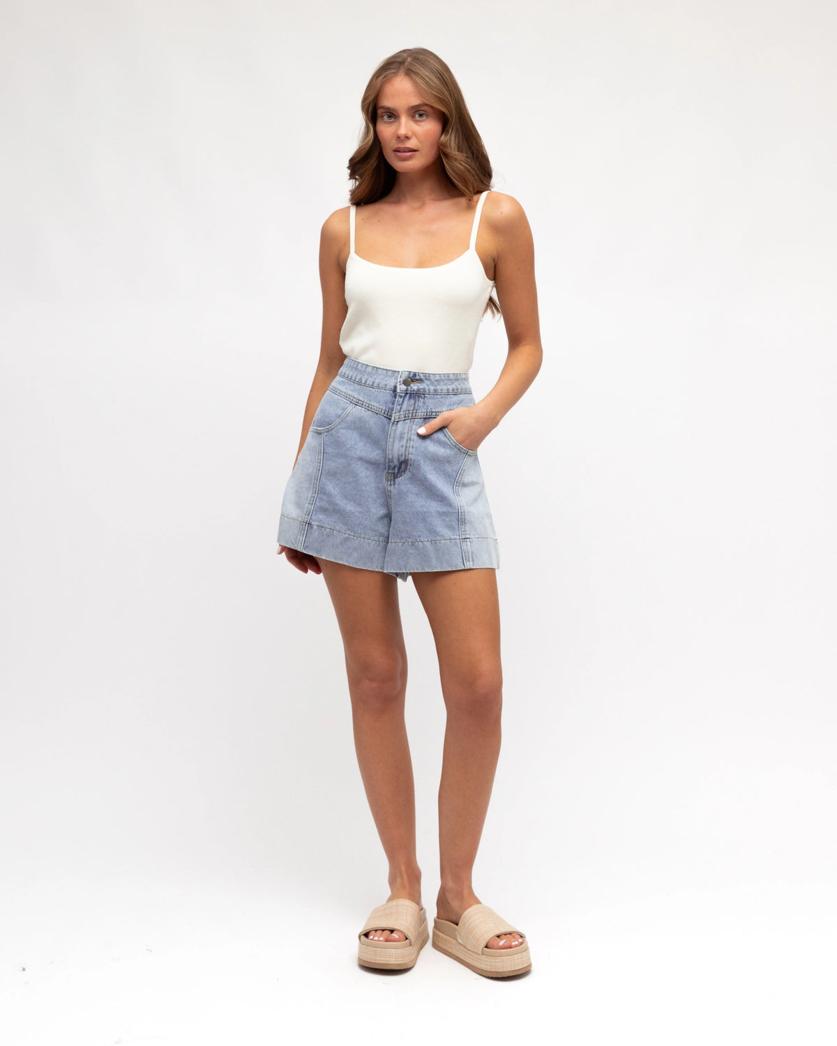EVERYDAY TWO TONE DENIM SHORTS