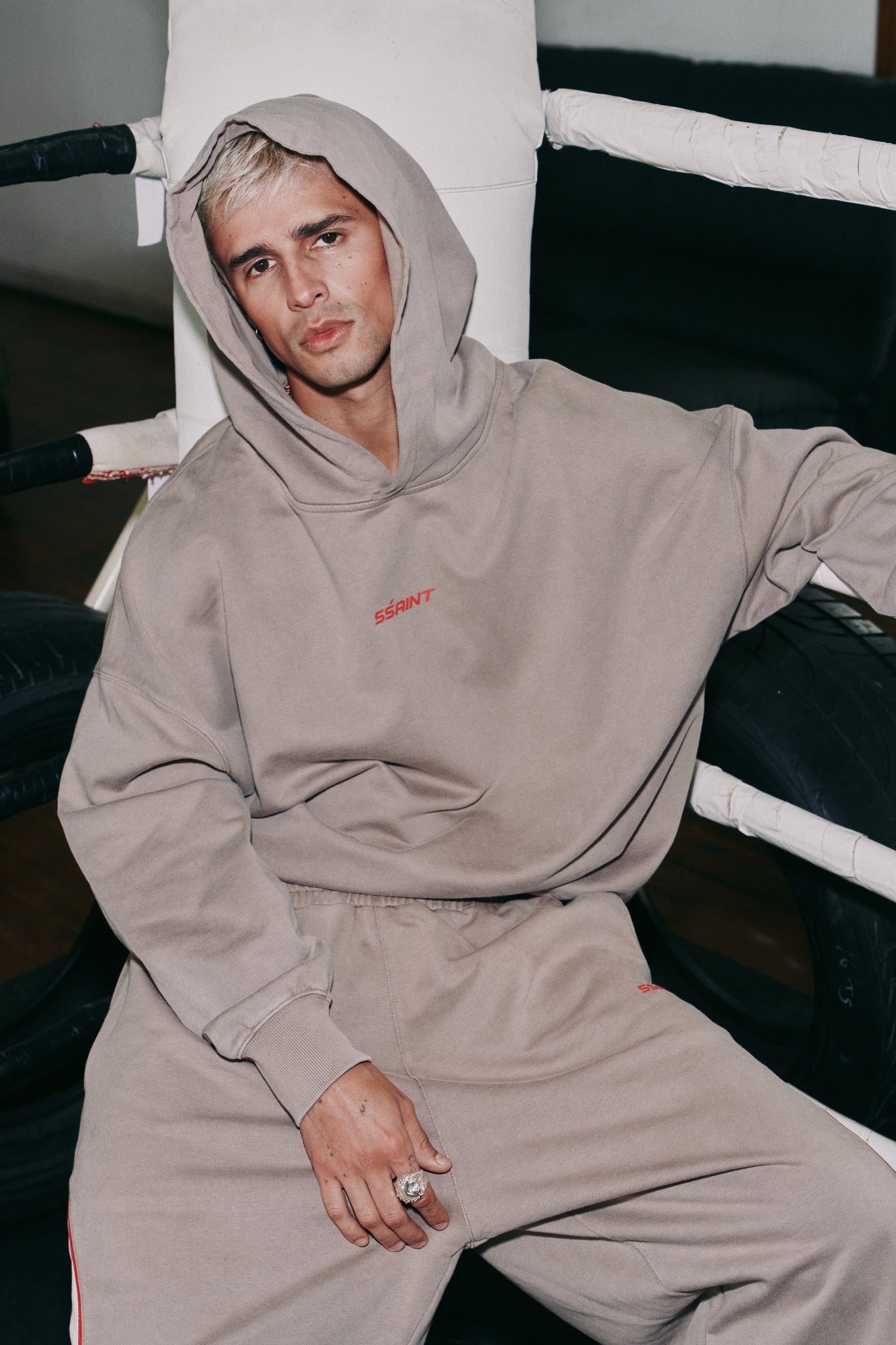 SSAINT- THE RIVAL HOODIE - ACID WASH BEIGE