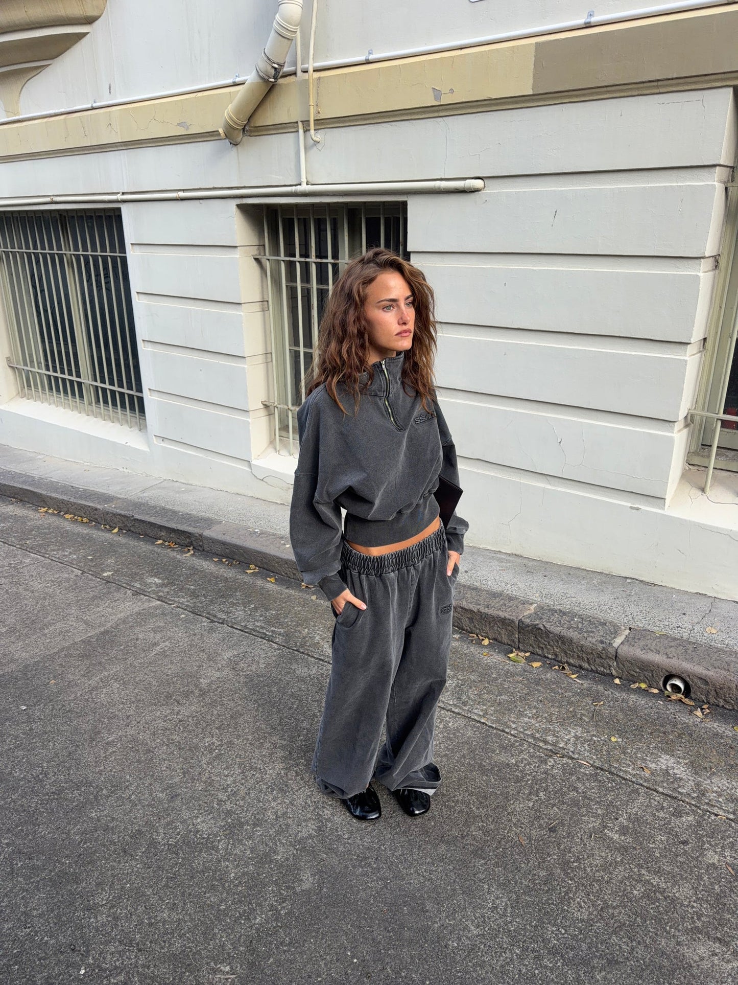 SŚAINT ACID WASH TRACKPANT - CHARCOAL