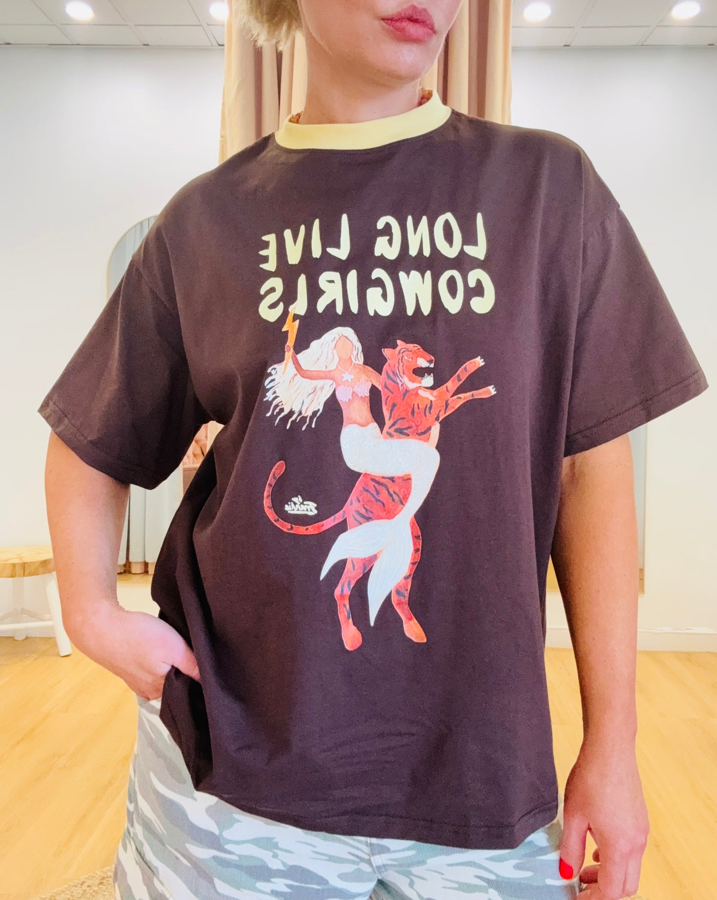 By Frankie/ Cowgirls Tee- Chocolate/ Lemon