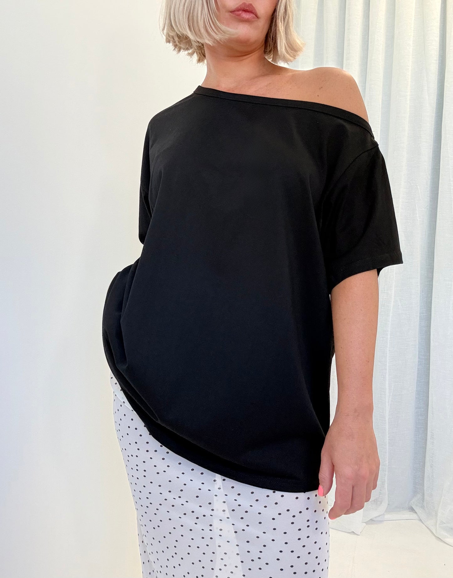 By Frankie/ Gigi One Shoulder Tee-Black