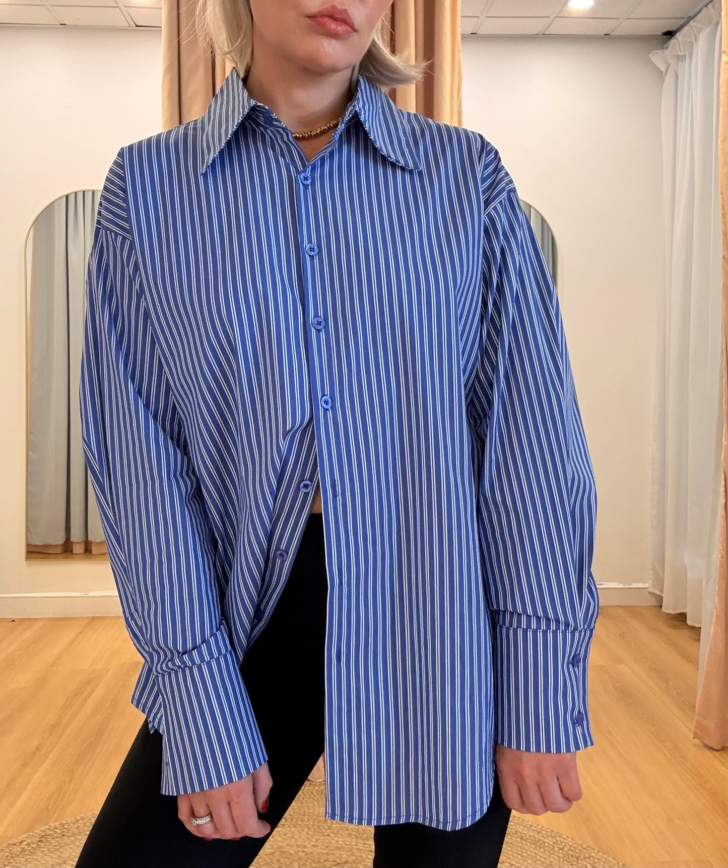 Blair Button Detail Shirt- Powder Blue