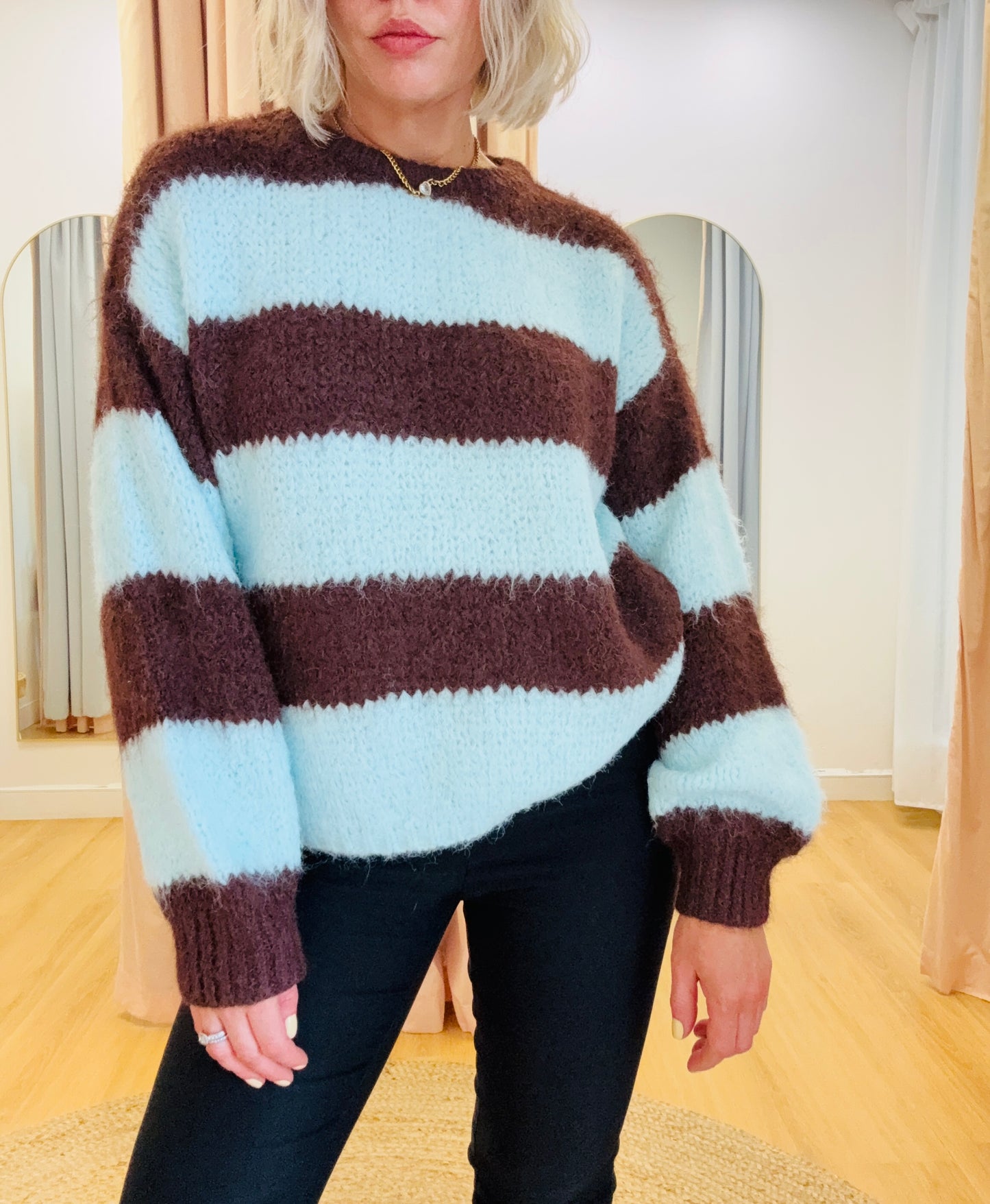 Amara Knit- Teal / Chocolate