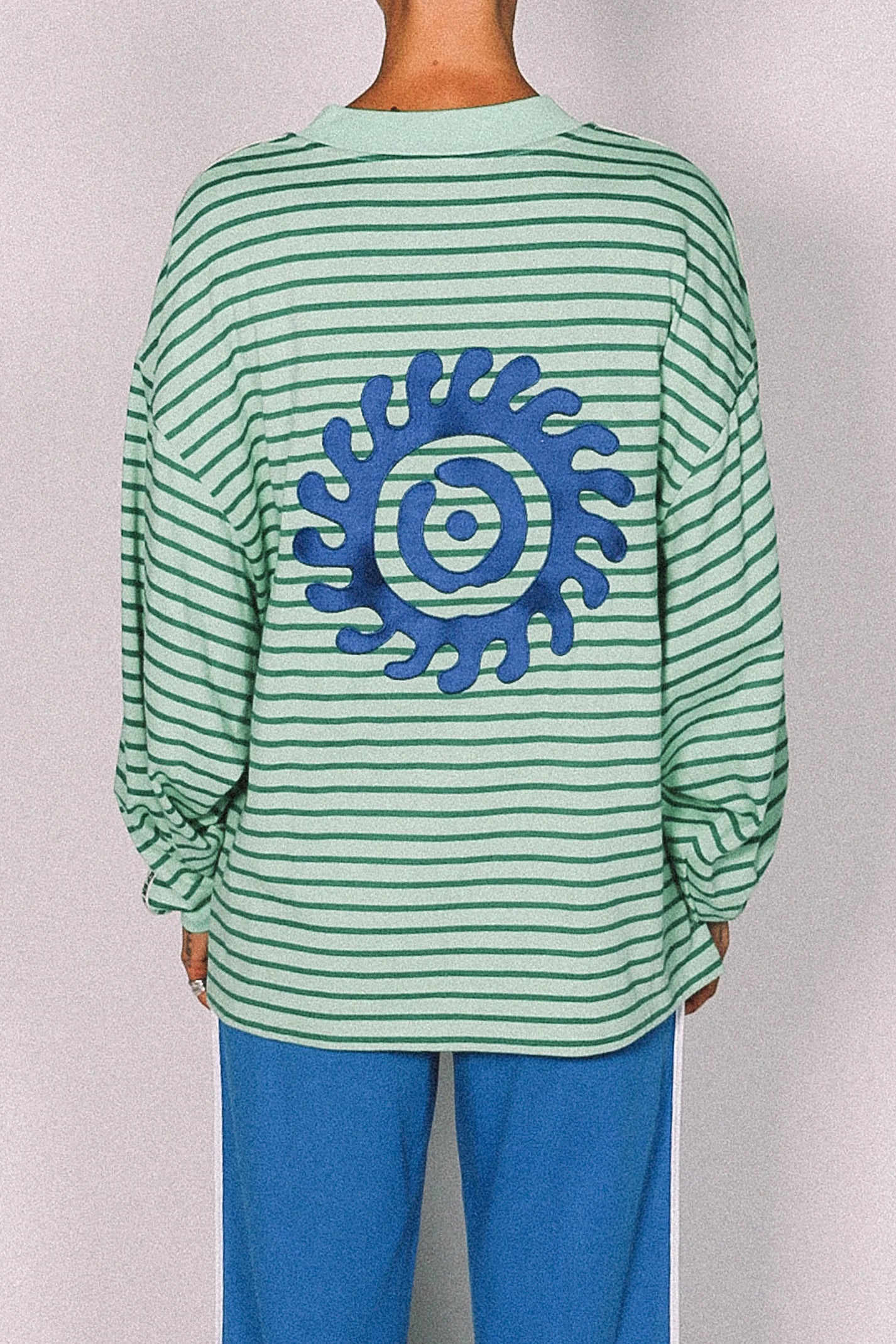 Cracker Day- NAUTICAL LONG SLEEVE TEE - SHAMROCK THIN STRIPE