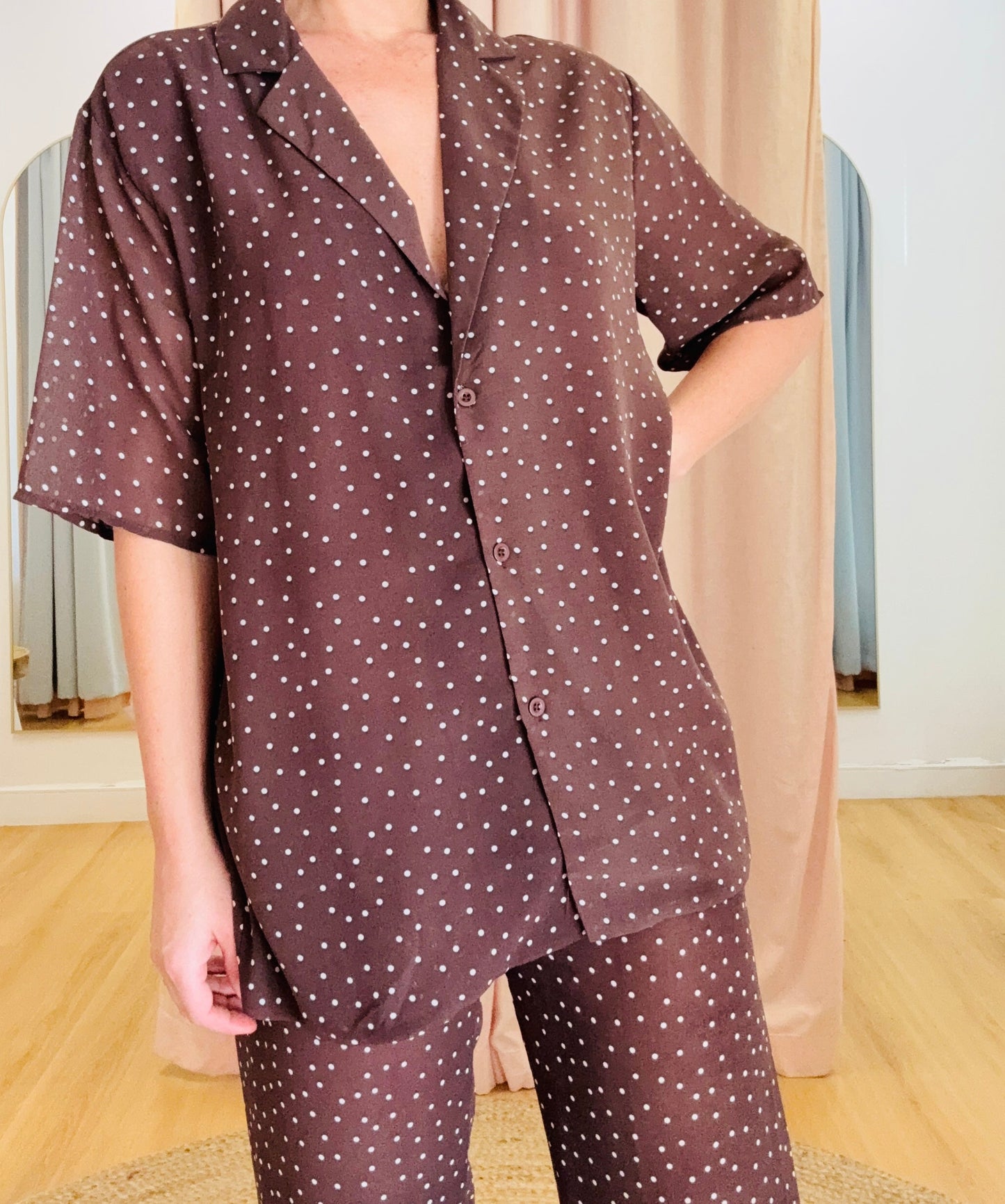 By Frankie Sophia Sheer Pant Set - Mocha