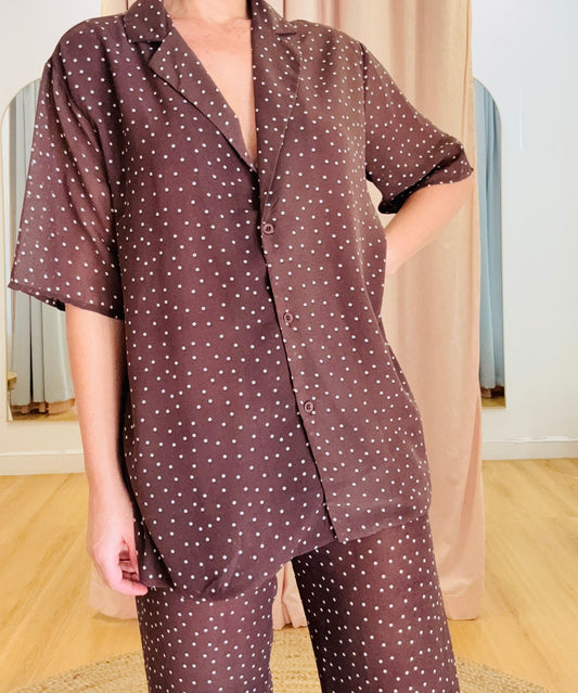 By Frankie Sophia Sheer Pant Set - Mocha