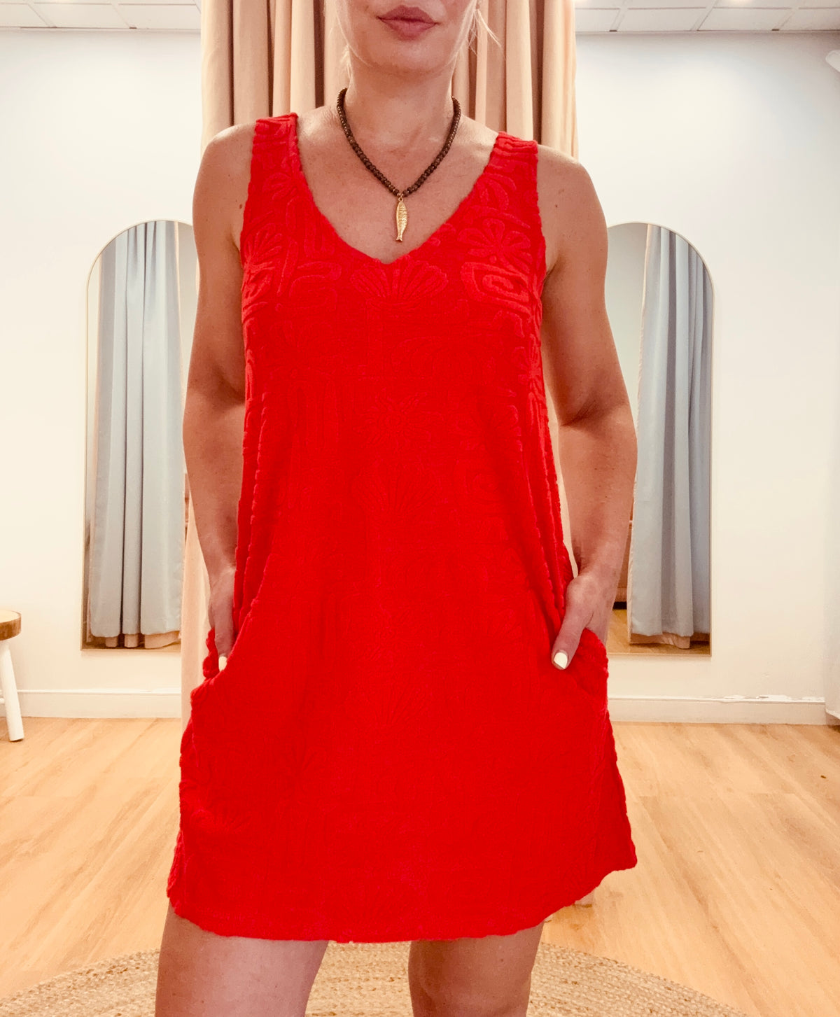 By Frankie/ Terry Mini Dress- Red