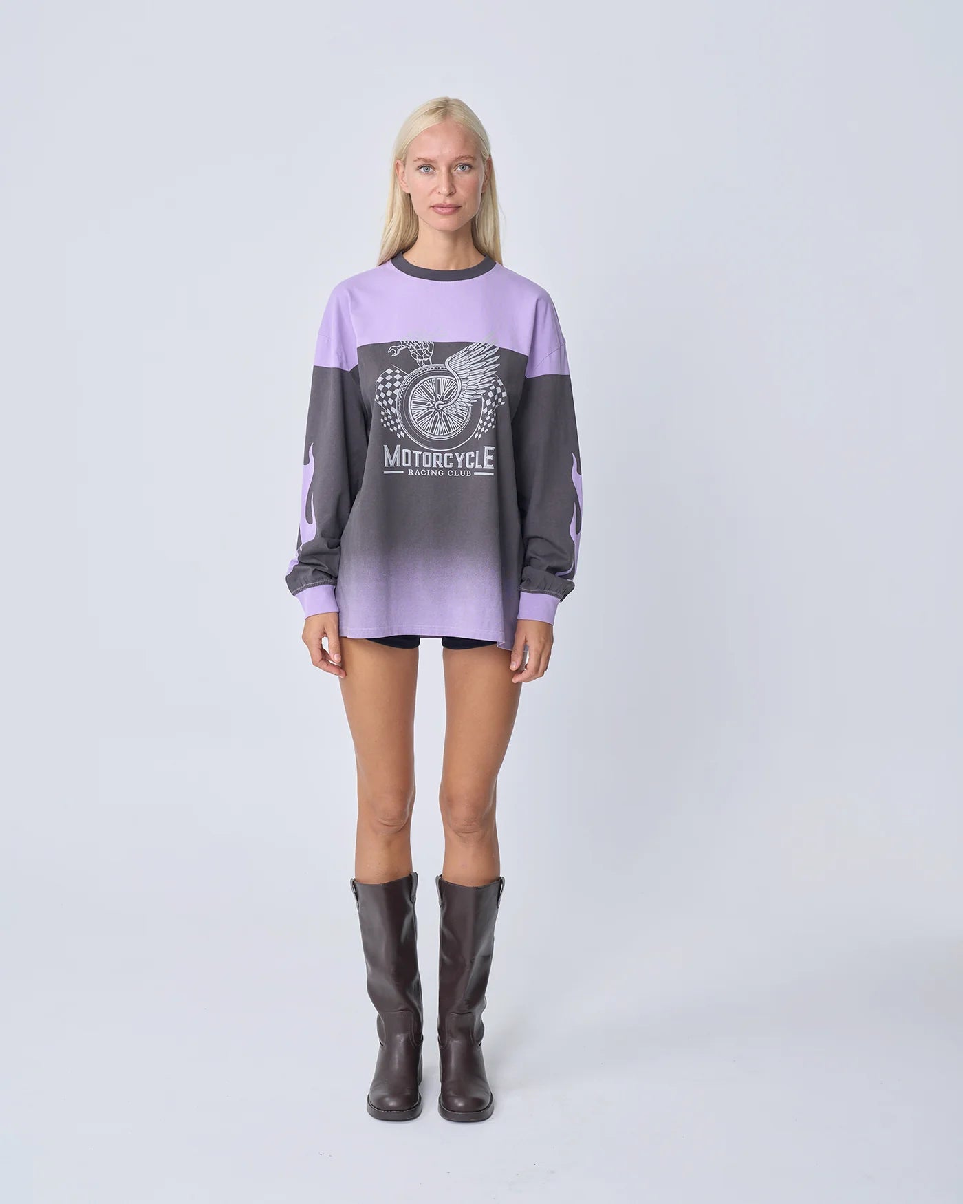 NEAR THE SEA- MOTO LONG SLEEVE TEE - LILAC