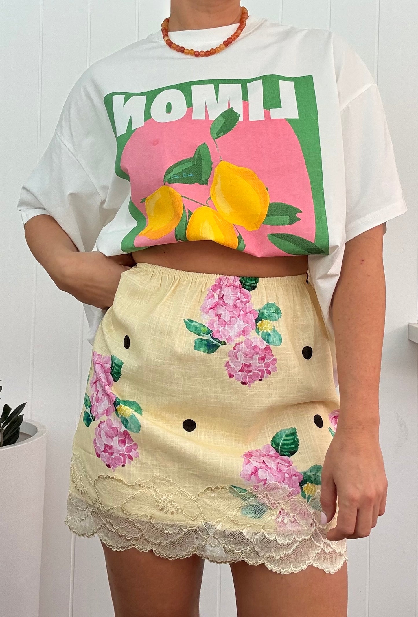 By Frankie/ Hydrangea Polka Lace Skirt