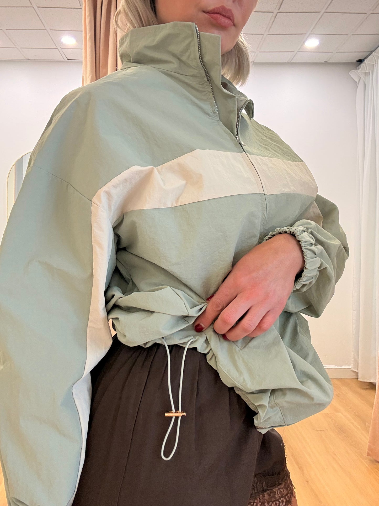 By Frankie/ Windbreaker Jacket- Olive/Cream