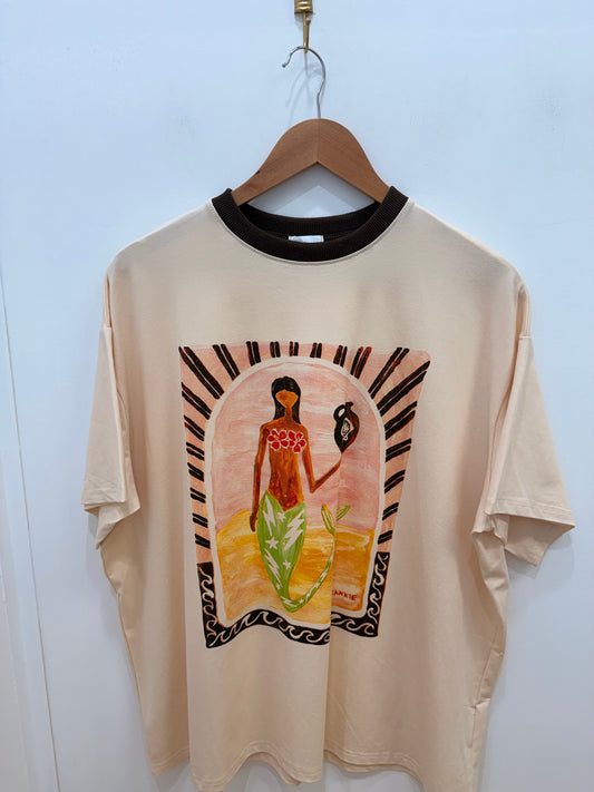 By Frankie/ Mermaid Goddess Tee- Beige