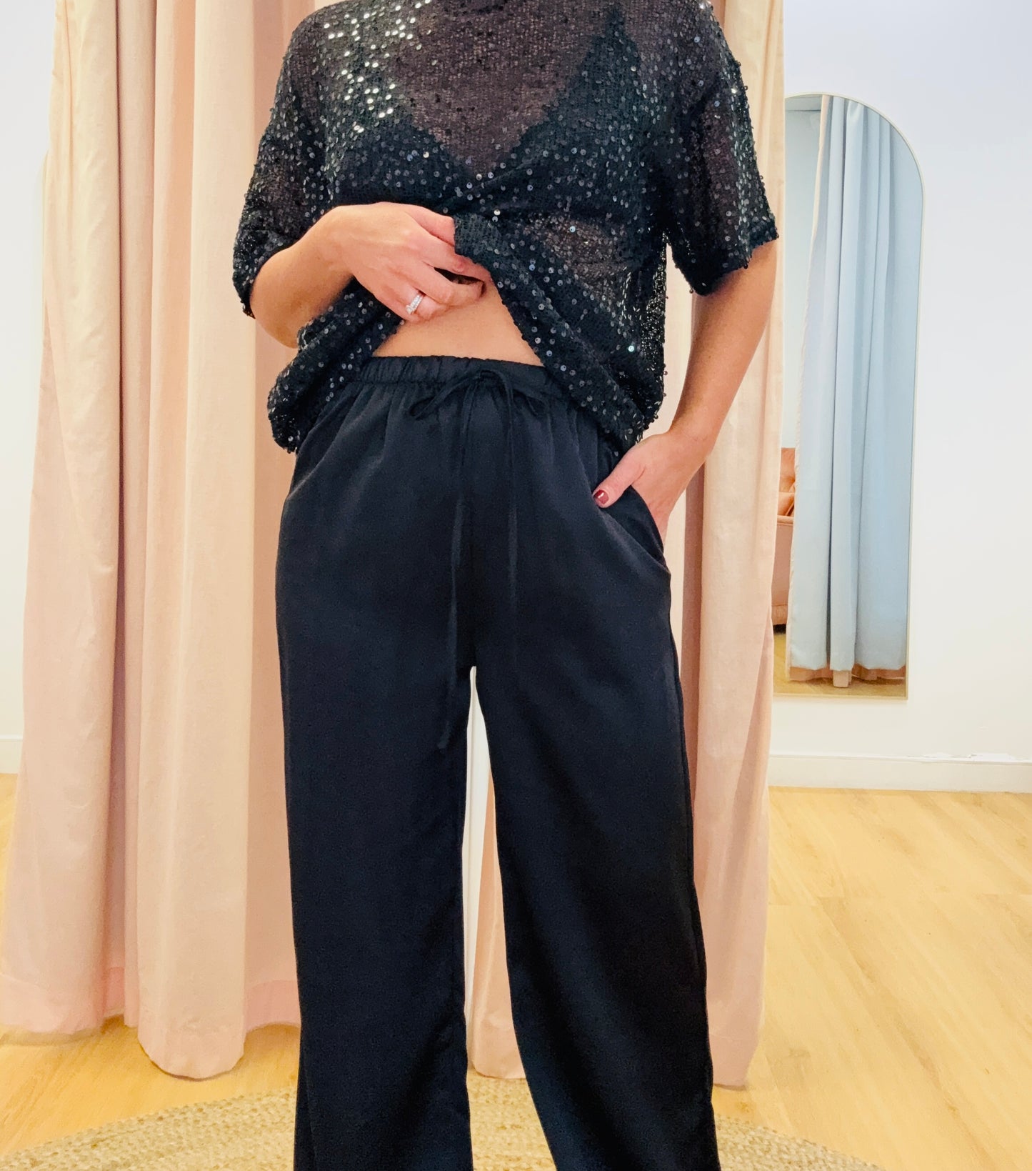 By Frankie/ Violet Sequin Pant Set- Black