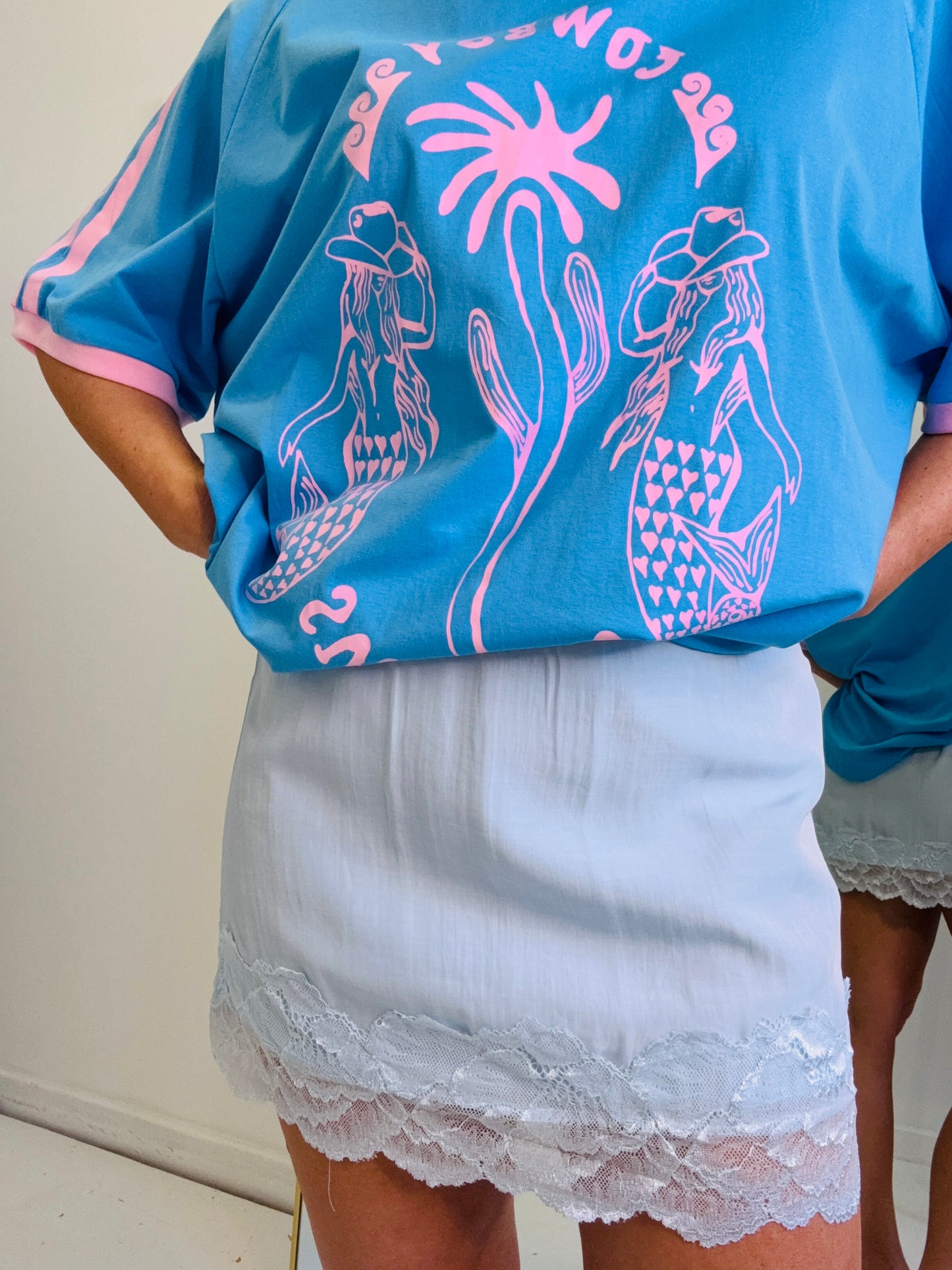 By Frankie/ Lace Skirt- Sky Blue