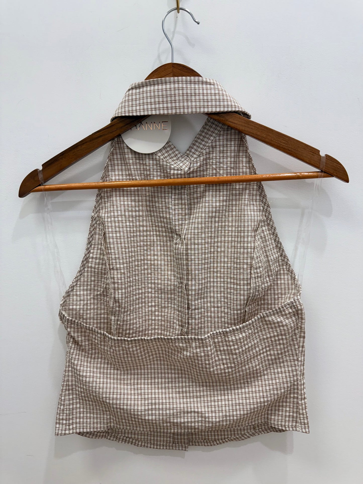 Jessie Collared Top- Brown check