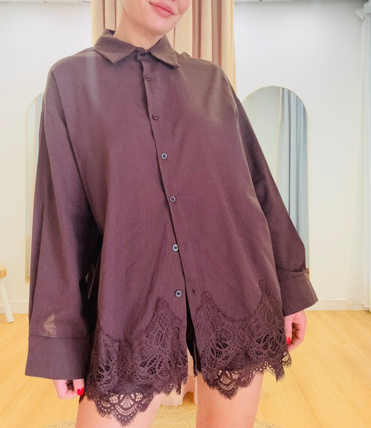 By Frankie/ Ivy Lace Shirt- Chocolate